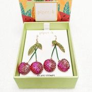 NIB piper k whimsical fruit cherry earrings
