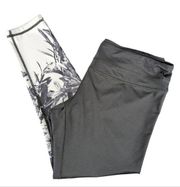 Lucy Activewear Hatha Leggings Black White Floral Print - Women's Size XL
