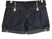 Armani Exchange Womens Size 0P Petite Jean Denim Shorts Fold Over Mini Blue 295