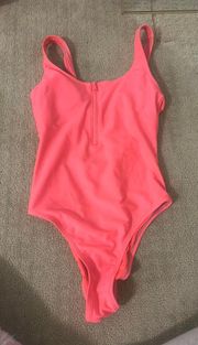 Full piece coral bathing suit with zip