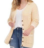 Torrid Womens Cable Knit Boyfriend Fisherman Cardigan Sweater Size 2X Cream