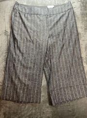 Lane Bryant Crop Pants Women's Size 24 Wide Leg Linen Blend Striped Gray NWOT
