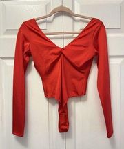 RE/DONE X danskin size small red long sleeve snap bodysuit NEW
