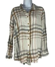 Alter'd State Women's Plaid Long Sleeved Button Down Shirt Size L