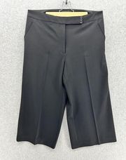 WHBM Women's Cropped Pants Solid Black Size 14 Straight Leg Slash Pockets Crease