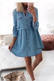 ZARA denim shirt dress Size Medium  7527/155