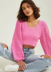 Altar’d State Briella Knit Sweater Pink Medium