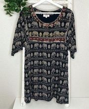 Lilyful Elephant Embroidered Dress * Blue * Size Medium