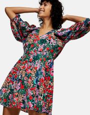 Mini Floral Puff Sleeve Dress NWT