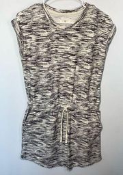 Lou & Grey Marled Drawstring Pocket Dress Space Dyed Gray & White Small