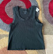 John Galt NWT  Brandy  Dark Green Raw Hem Crop Ribbed Tank Top