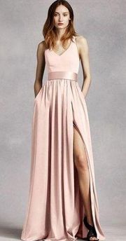 White by  Rose / Blush / Light Pink Bridesmaid Wedding Halter Dress