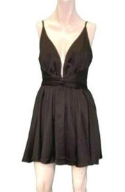 Luxxel Plunging V-neck Backless Mini Cocktail Dress Black Size Small NWT