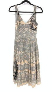 Johnny Was For Love & Liberty Women's Sz Small Midi Dress 100% Silk V-Neck