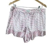 Victoria's Secret Victoria Secret Satin Pajama Shorts XL Pink White Zebra Stripe Silky Pull On New