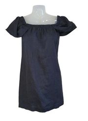 Reformation Charcoal Black Linen Square Neck Short Sleeve Mini Dress Size XS