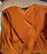 Distressed/Fringed Burnt Orange Sweater