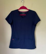 Navy blue scrub top ~ pockets stretch ~ women’s size small