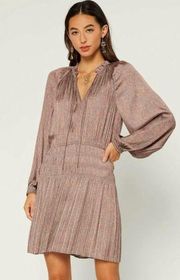 Current Air Laurel Pleated Long Sleeve Mini Dress Womens Size L