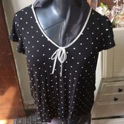 Kate Spade polka dot knit top, keyhole neck