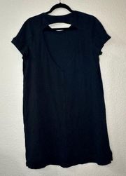 Lululemon Day Tripper Black Open Back Short Sleeves Mini T Shirt Dress Sz Large