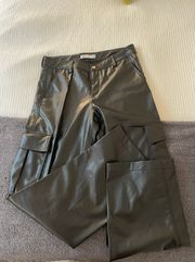 Leather Black Cargo Pants