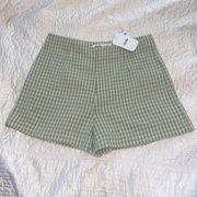 Elodie Woman Shorts Medium avocado, green, and white linen shorts NWT