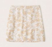 Abercrombie & Fitch yellow white Linen-Blend A-Line Mini Skirt XS