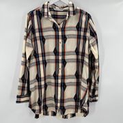 Woolrich Plaid Diamond Button Up Long Sleeve Collared Shirt Women's Size Large