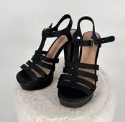 Call It Spring Black Platform Heels  Sandals  Size US 7.5