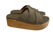 Lucky Brand Dikona Wedge Leather Strap Sandal in Dune 9.5