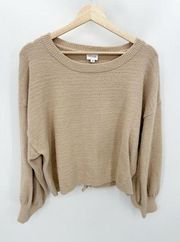 Le Lis Sweater Women MEDIUM Cream Lawrence Long Sleeve Ruched Back Knit Pullover