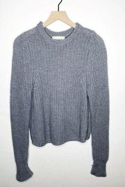 Aritzia Babaton Chunky Knit Extra Fine Merino Wool Crewneck Sweater Gray Size S