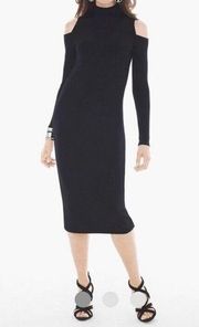 Chicos Traveler Black Stretch, Long Sleeve Fitted Womens Dress Size 0