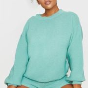 PrettyLittleThing Mint Green Waffle Knit Crewneck Sweatshirt Women’s Small