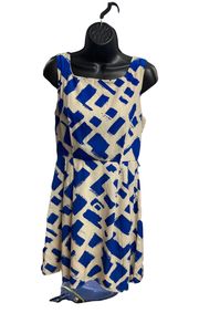 Women’s Ivory & Blue Size Medium Dress Sleeveless Fit & Flare