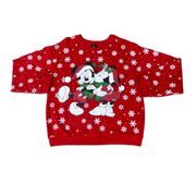 Disney Mickey Mouse Minnie Mouse Red Christmas Snowflake AOP Crewneck Sweater