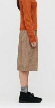 JW Anderson for Uniqlo tan brown check plaid wide leg culottes crop pants