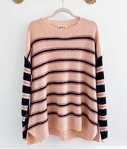 Boutique Pink Stripe Oversized Sweater