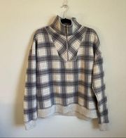 Natural Reflections Check 1/4 Zip Pullover Gray 1X