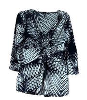 𝅺DAISY Fuentes Blouse Black and White Patterned Shirt Woman’s Size Large Top