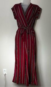 Monteau Red Striped Wide Leg Jumpsuit in Size Medium