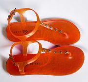 Katy Perry Orange Starfish Studded T Strap Geli Sandals Size 8 NEW