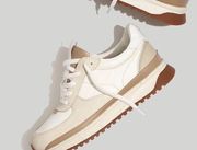 NWT Madewell Kickoff Trainer Sneakers Antique Cream Multi Size 5M