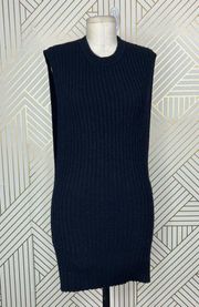 AllSaints Mouleon Sleeveless Sweater Knit Tunic Dress Navy Blue Size Small