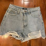 Ripped High Waisted Jean Shorts