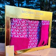 Michael Kors hat scarf and glove set in pink fuchsia​​​