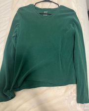 emerald green v neck long sleeve