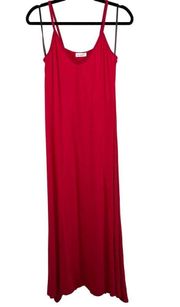 Loveappella Red Sleeveless V-Neck Maxi Dress Spaghetti Straps Petite Medium NWOT