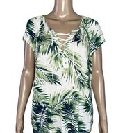 Chaps palm leaf print lace up tee